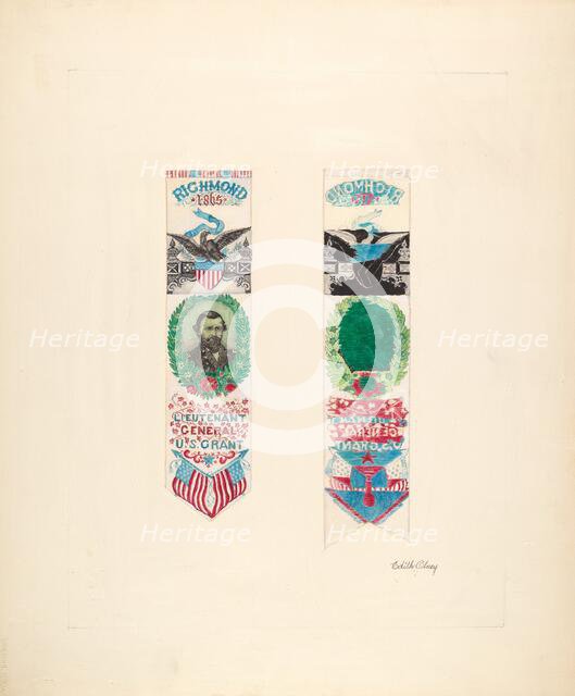 Silk Badge Panel - Woven, c. 1940. Creator: Edith Olney.