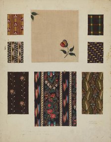 Materials from Patchwork Bedspread, c. 1936. Creator: Frances Lichten.