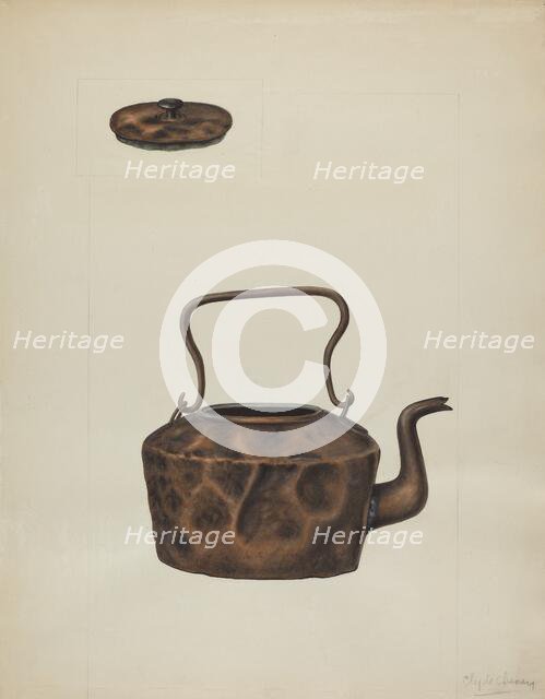 Copper Tea Kettle, 1935/1942. Creator: Clyde L. Cheney.