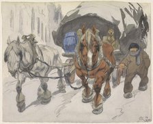 Covered wagon with two horses, 1914. Creator: Alfred Ost.