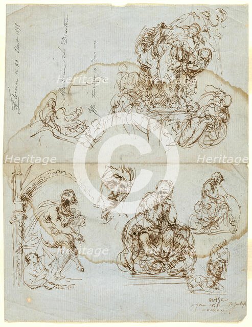 Unfinished Letter with Studies for the Ugolino Group, 1858. Creator: Jean-Baptiste Carpeaux.