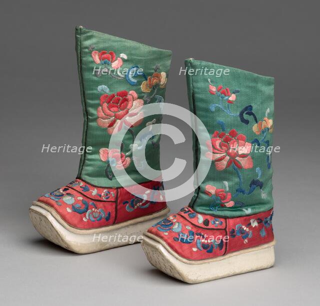 Man's Boots, China, Qing dynasty (1644-1911), 19th century. Creator: Unknown.