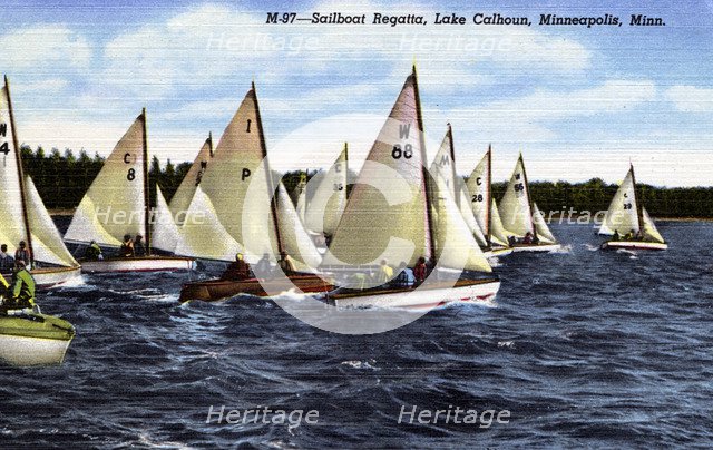 Sailing regatta, Lake Calhoun, Minneapolis, Minnesota, USA, 1949. Artist: Unknown
