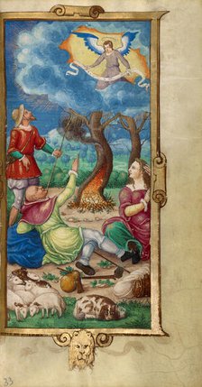 The Annunciation to the Shepherds; Book of Hours, 1544. Creator: Unknown.