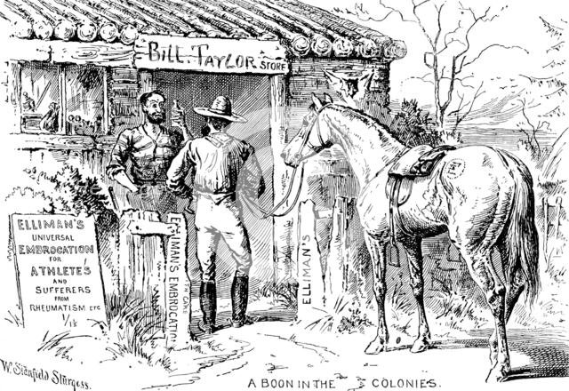 Advertisement for Elliman’s Universal Embrocation, 1890. Creator: William Stanfield Sturgess.