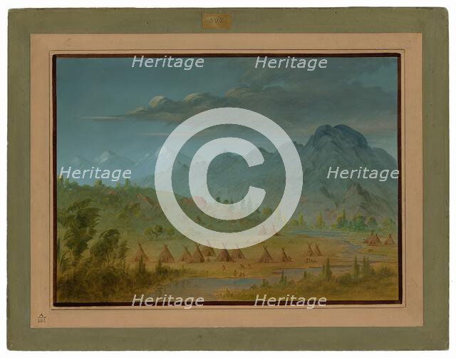 A Crow Village and the Salmon River Mountains, 1855/1869. Creator: George Catlin.