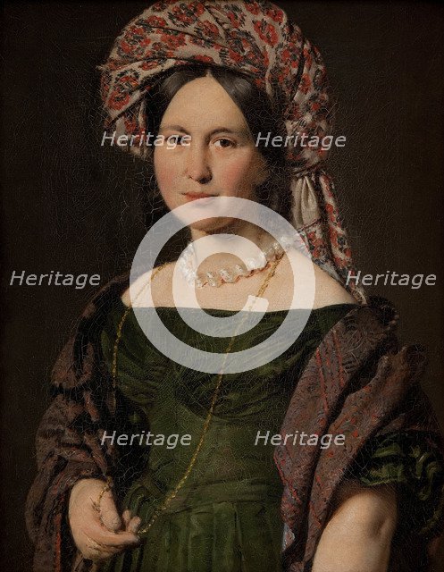 Cathrine Jensen, née Lorenzen, the Artist's Wife Wearing a Turban, 1842-1843. Artist: Jensen, Christian Albrecht (1792-1870)