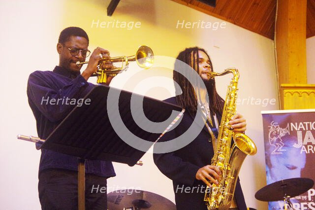 Mark Kavuma and David Kayode, Gary Crosby Sextet, National Jazz Archive, Loughton, Essex, Oct 2023. Creator: Brian O'Connor.