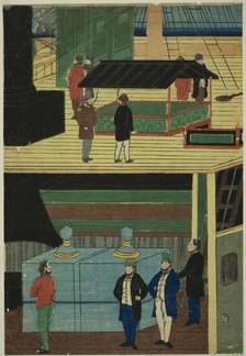 Interior of an American Steamship (Amerikakoku jokisen-chu no zu), 1861. Creator: Yoshikazu.