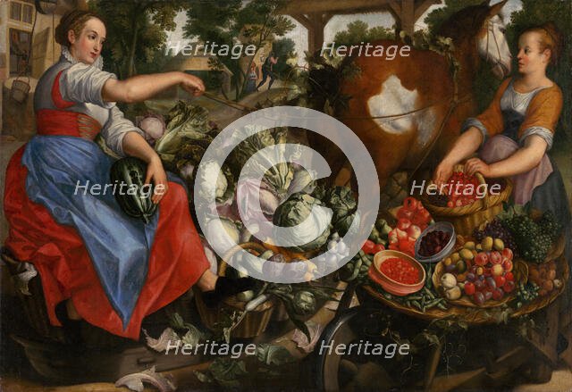 Women with Vegetables and Fruits, early 16th century. Creator: Circle of Joachim Beuckelaer.
