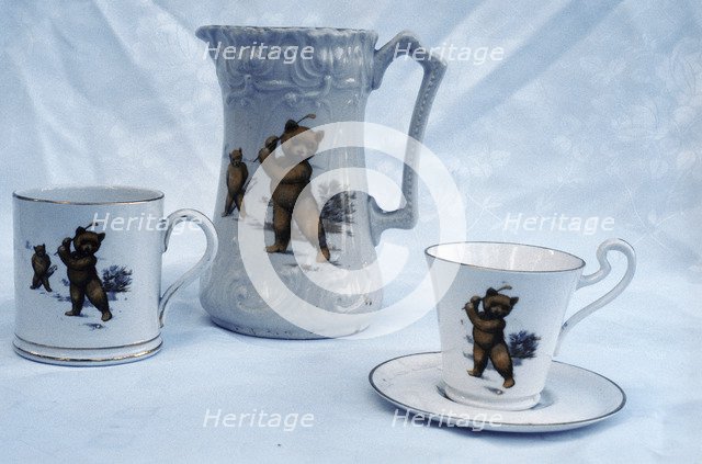 WH Grindley and Co porcelain with teddy bear motifs, 1910-30. Artist: Unknown