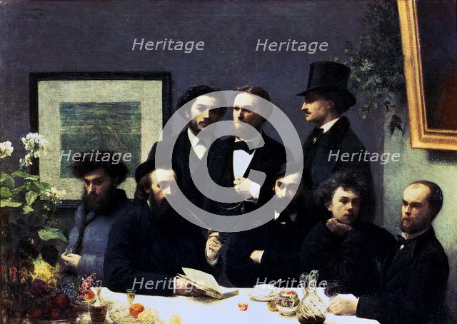  'Around the table'. P.Verlaine, A.Rimbud, L.Valade, E. d'Hervilly, C.Pelletan, E.Bonnier, E.Blém…