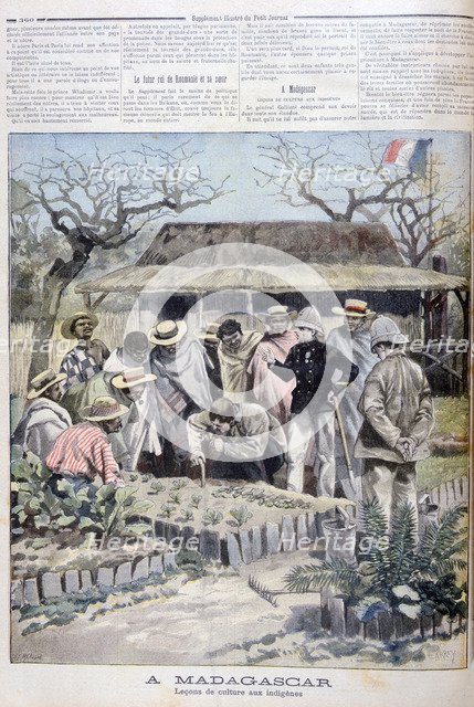 Agricultural lesson for the indigenous people of Madagascar, 1897. Creator: F Meaulle.