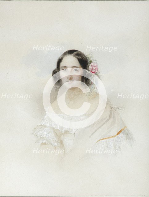 Portrait of Anna Alexeevna Olenina (1808-1888), 1839. Artist: Hau (Gau), Vladimir Ivanovich (1816-1895)