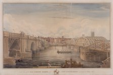 London Bridge (old and new), London, 1827. Artist: G Yates
