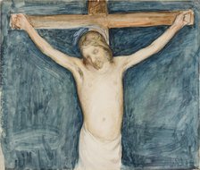 Crucifixion, Sketch for thr Altarpiece in the Mikkeli Church, 1896-1897. Creator: Pekka Halonen.