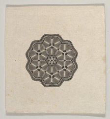 Banknote motif: a small six lobed ornament with a rope border, the interior adorned..., ca. 1824-42. Creator: Durand, Perkins & Co.