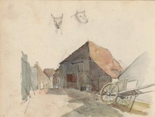 Handcart and barn, 1822-1893.  Creator: Willem Troost II.