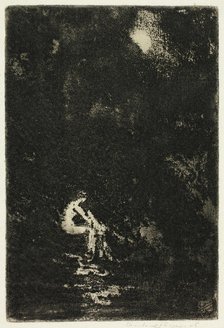 A Nymph Bathing, Moonlight, 1890-1900. Creator: Theodore Roussel.