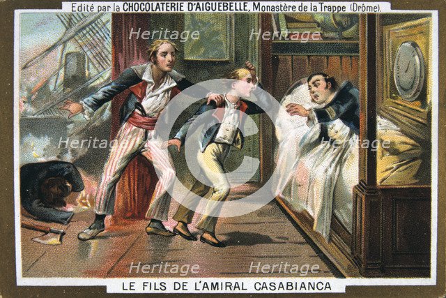 The death of Admiral Casabianca and his son at the Battle of the Nile, 1798, (19th century). Artist: Unknown