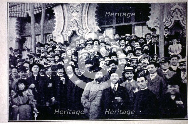 International Congress of the Catalan Language held in Barcelona in 1906, participants at the res…