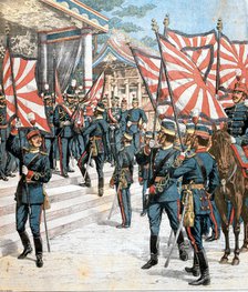 Emperor of Japan presenting colours to Japanese regiments, 1904. Artist: Unknown