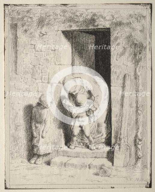 Maternal Precaution. Creator: Jean-François Millet (French, 1814-1875).