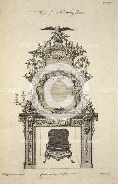 Design for a Chimney Piece ,  pub. 1761 (engraving). Creator: Thomas Chippendale (1718 - 1779) after.