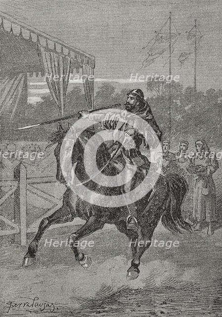 Peter III of Aragon in the arena at Bordeaux , 1283, (1890).  Creator: Joan Serra y Pausas.