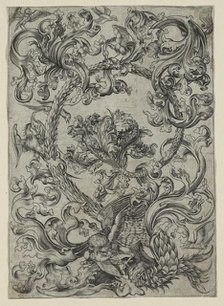 Ornamental Foliage, with an Owl and other Birds, 1400s. Creator: Unknown.