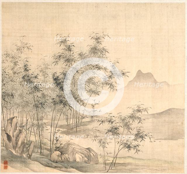 A Solitary Crane in the Bamboo Grove, early 1600s. Creator: Tao Hong (Chinese, active c. 1610-1640).