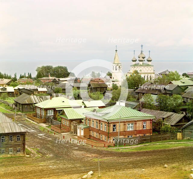 General view of the city of Belozersk from the fortress wall [Russian Empire], 1909. Creator: Sergey Mikhaylovich Prokudin-Gorsky.