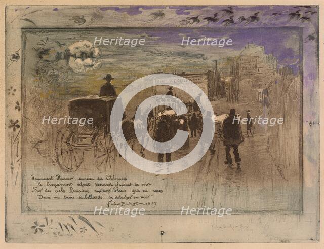 Funeral Procession on the Boulevard de Clichy, 1887. Creator: Felix Hilaire Buhot.