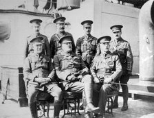 British officers on prison ship 'Royal Edward' moored just off Southend, November 1914. Artist: Unknown