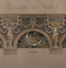 Sketch for the north entrance hall of the Hotel de Ville in Paris: Bear. The night. A Dragon, 1892. Creators: Henri Camille Danger, Theophile Barrau.