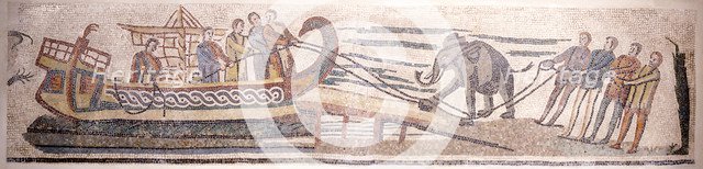 Boarding an elephant on a ship. Artist: Classical Antiquities 