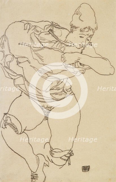Woman Undressing, 1917. Creator: Schiele, Egon (1890-1918).