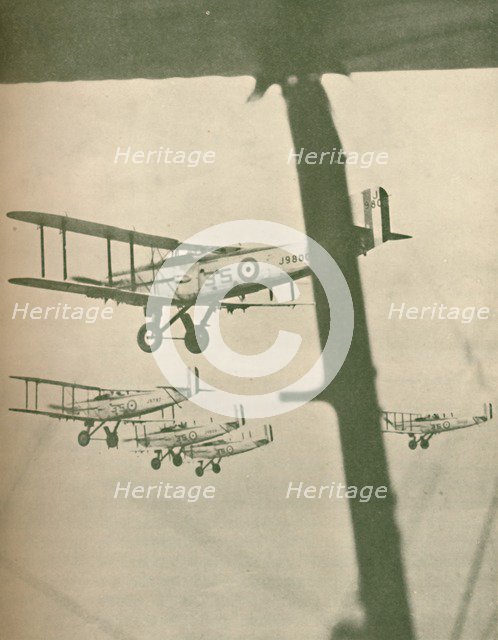 'A Squadron of the Royal Air Force Flying in Formation', 1927. Artist: Unknown.