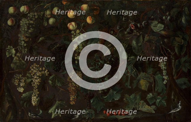 Grape Vines and Fruit, with Three Wagtails, ca. 1615-18. Creator: Bartolomeo Cavarozzi.