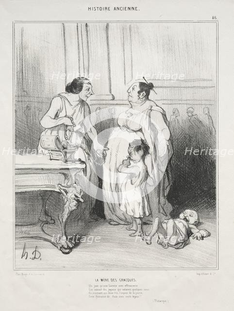 Ancient History, plate 46: The Mother of the Gracchi, 1842. Creator: Honoré Daumier (French, 1808-1879); Aubert.