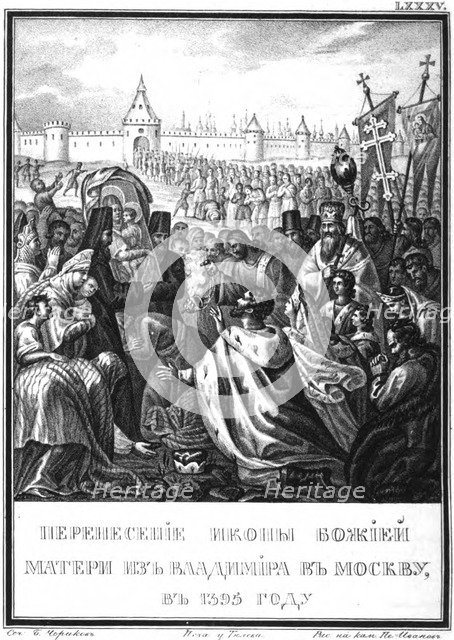 The transportation the icon of Our Lady from Vladimir to Moscow. 1395 (From Illustrated Karamzin), Artist: Chorikov, Boris Artemyevich (1802-1866)