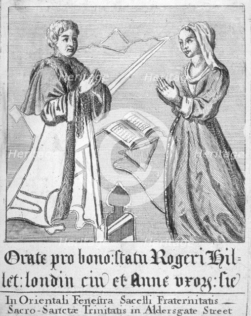 Detail of a panel from a memorial window in Trinity Hall, City of London, 1750.                      Artist: Anon