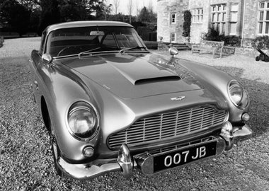 Thumbnail image of James Bond's Aston Martin DB5, used in the film Goldfinger, (c1964?). Artist: Unknown