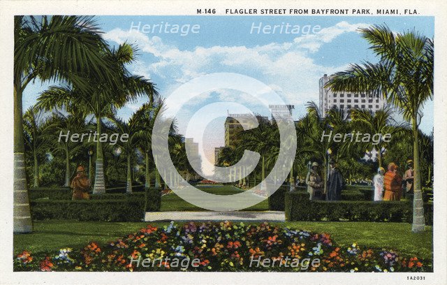 Flagler Street from Bayfront Park, Miami, Florida, USA, 1931. Artist: Unknown