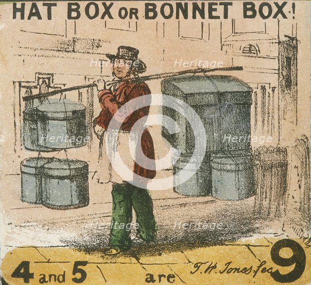 'Hat Box or Bonnet Box!', Cries of London, c1840. Artist: TH Jones
