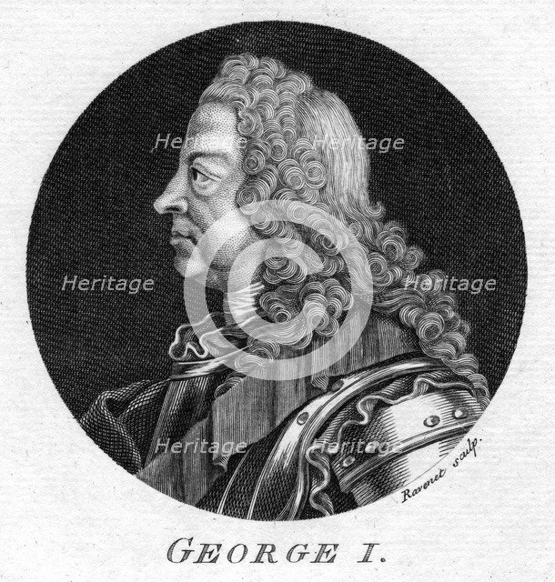 George I of Great Britain.Artist: Ravenet