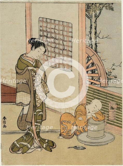 The Sleeping Tea-Boy (parody of Hokaso), c. 1767. Creator: Suzuki Harunobu.