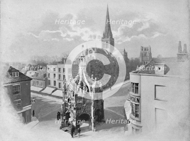 'Chichester: The Cathedral, Market-Cross, and Tower', c1896. Artist: Charles H Barden.