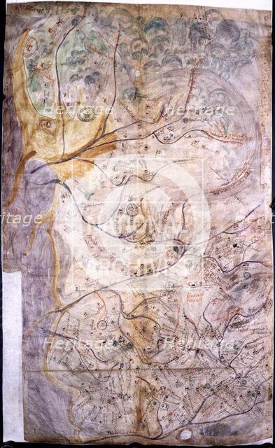 Manuscript map of Lancashire, drawn c1576-1590.  Creator: Unknown.