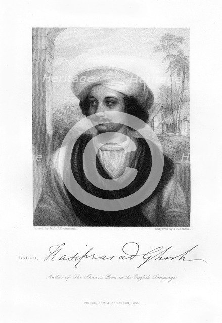 Kasi Das Prasad Ghosh, Indian poet, 1834. Artist: J Cochran